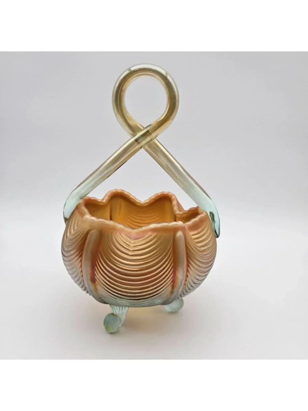 Fenton Aqua Marigold Carnival Glass Drapery 9